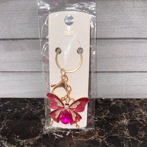 Mint Fuchsia Butterfly Keychain